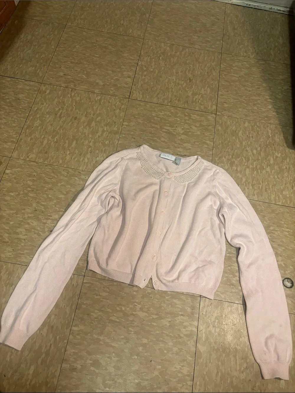 The Children's Place Light Pink Cardigan with Beaded Collar